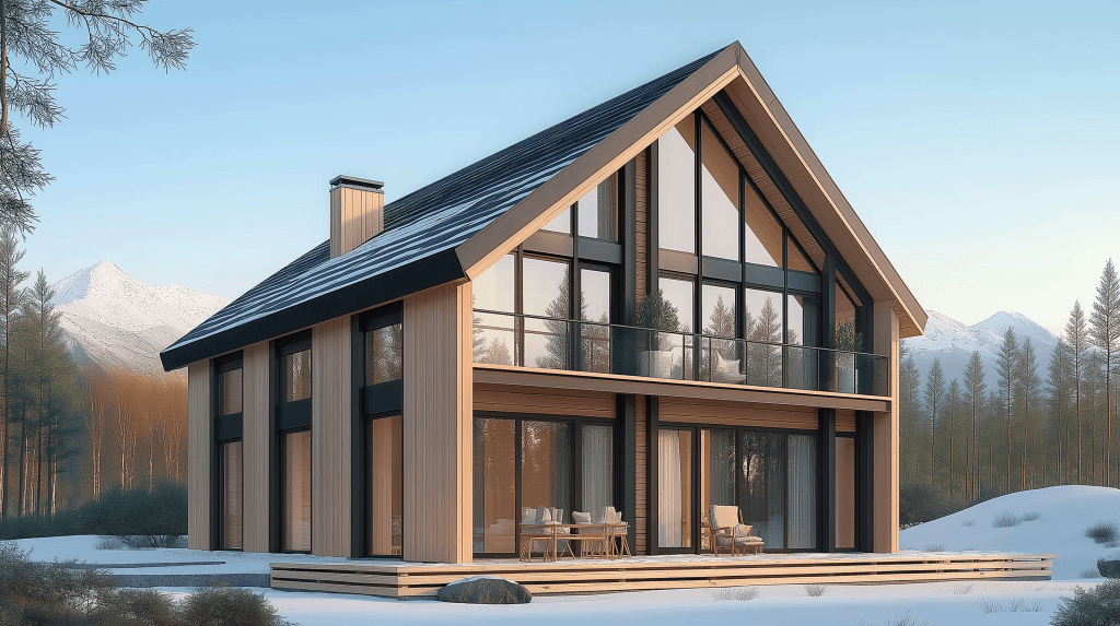 Maison en bois, 2 étages, 97 m2, 430&rsquo;000 CHF&nbsp;HT